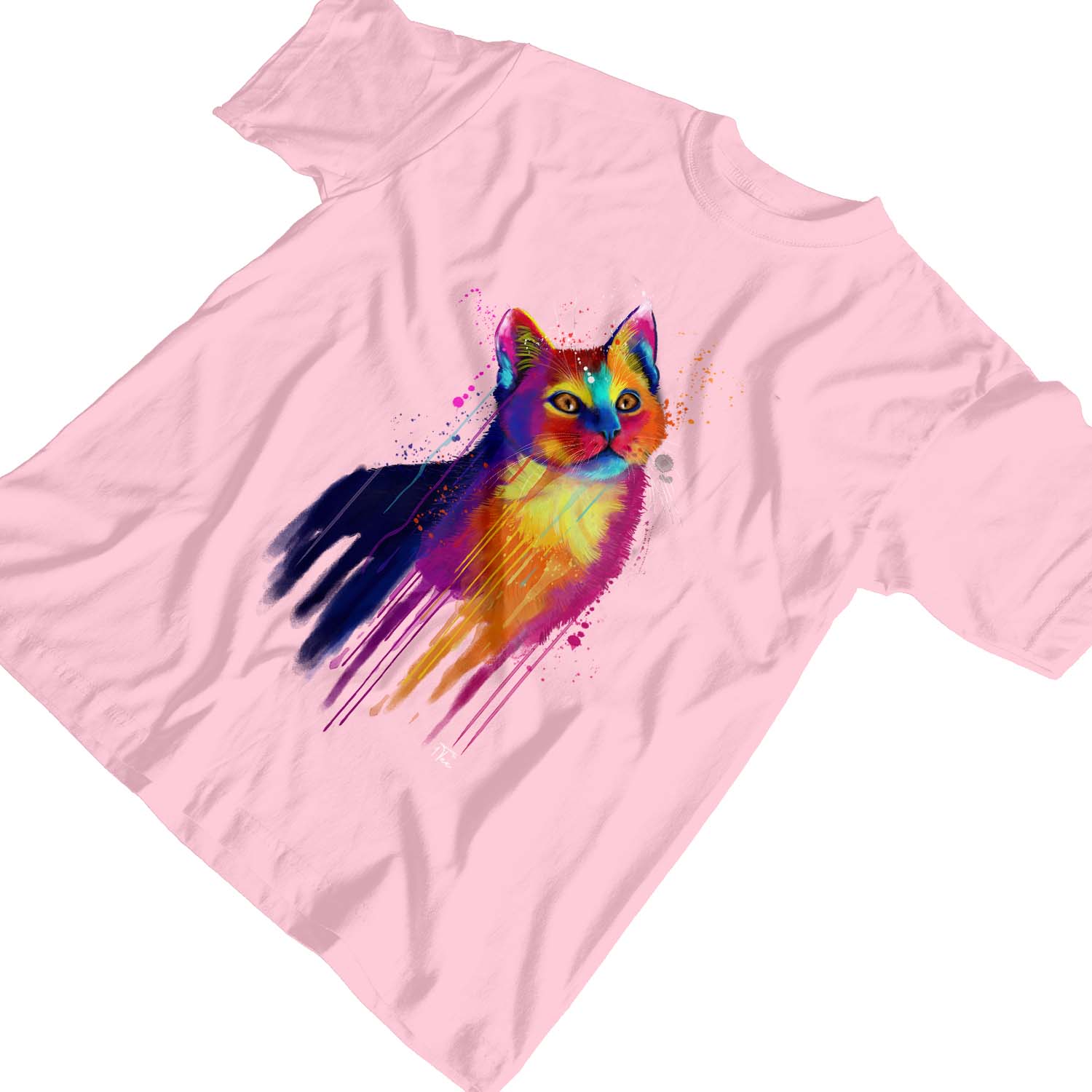 1 T-Shirt Kinder Mädchen Aquarell abstrakt Katze - Bild 7 von 15