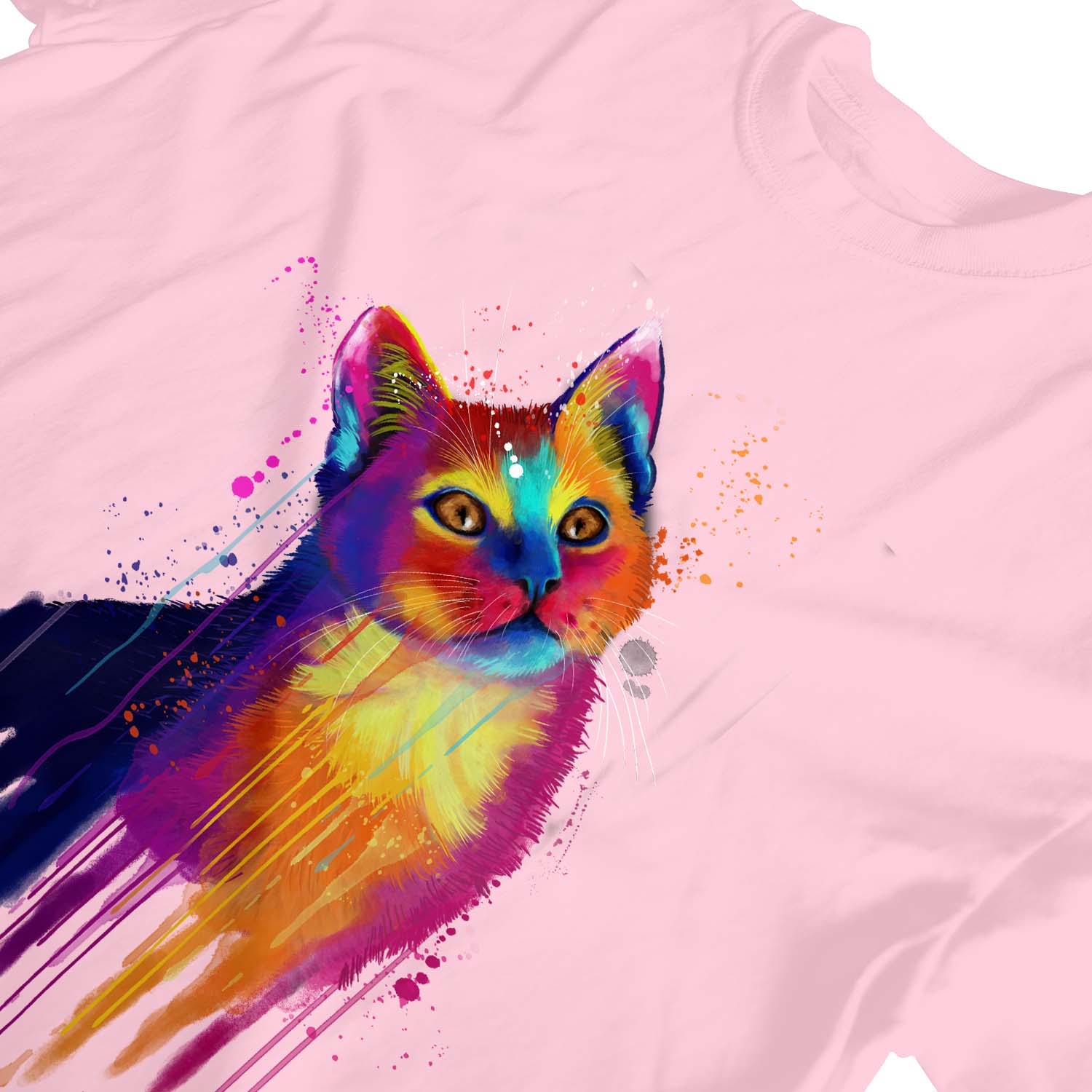 1 T-Shirt Kinder Mädchen Aquarell abstrakt Katze - Bild 8 von 15