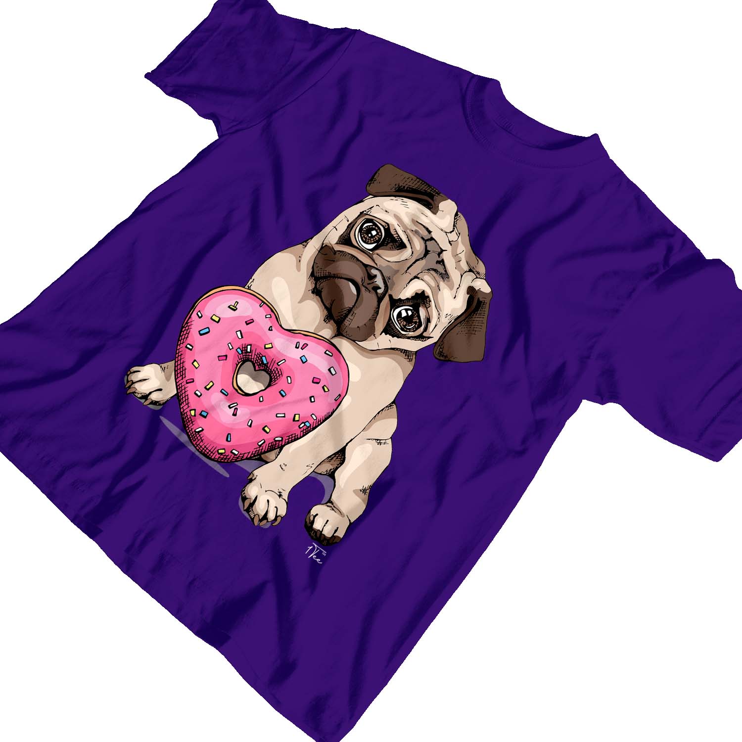 Camiseta 1Tee Niños Niñas Pug con Corazón Donut - Imagen 12 de 15